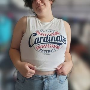 St. Louis Cardinals Bejeweled Tank Top Cutoff Size 2XL MLB Gear